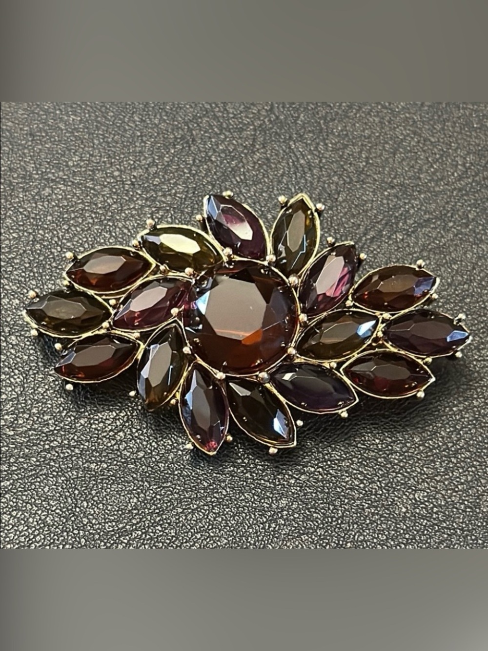 Monet Vintage Multicolor Rhinestone Gold Tone Brooch